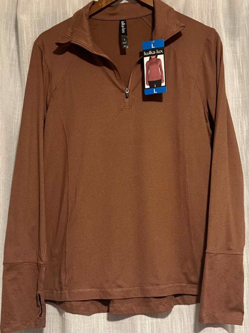Lukka Lux 1/4 Zip Long Sleeve Active Pullover Lightweight Earthy Rose Size L